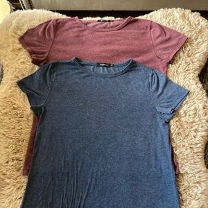 T- Shirts Crew Neck , 2 piece, dark blue and magenta Women L
